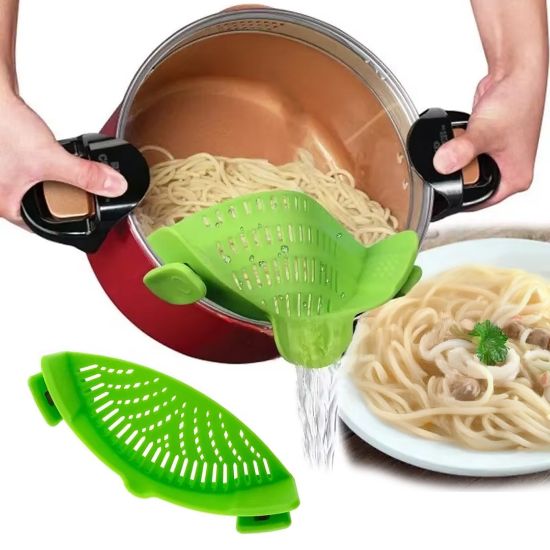 SUNUP SN-20522 KLİPSLİ SİLİKON TENCERE MAKARNA NOODLE SÜZGECİ ÇOK AMAÇLI resmi