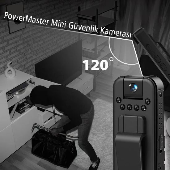 POWERMASTER PM-24941 L7 CEP VÜCUT TİPİ GÜVENLİK KAMERASI 1080P OYNAR BAŞLIKLI VİDEO VE SES KAYDEDİCİ resmi