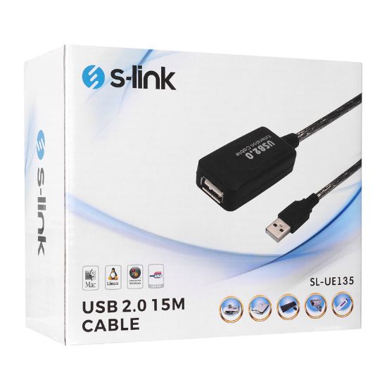 S-LINK SL-UE135 USB 2.0 15 METRE UZATMA KABLOSU resmi