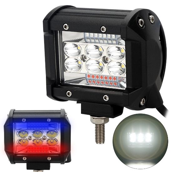 POWERMASTER PM-22741 4 10CM 60WATT KIRMIZI MAVİ ÇAKARLI LED SİS LAMBASI (TEKLİ SATILIR) resmi