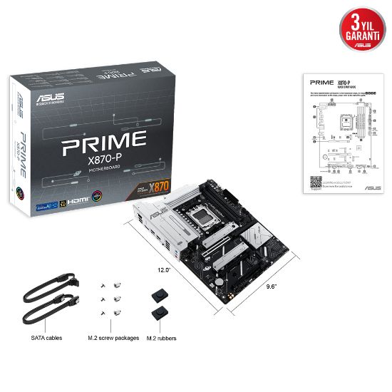 ASUS PRIME X870-P AMD X870 SOKET AM5 DDR5 8000+(OC resmi