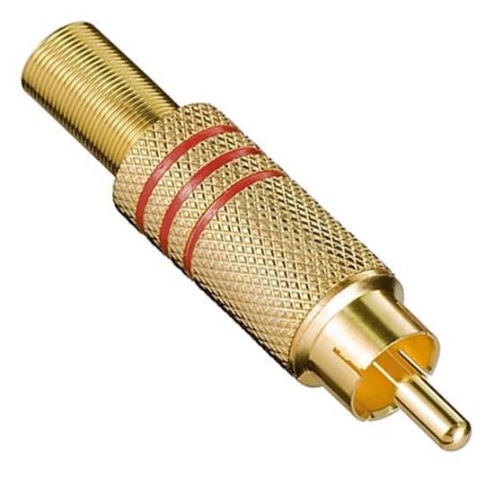 POWERMASTER PM-26484 TOS RCA FİŞ METAL GOLD ERKEK KONNEKTÖR (KIRMIZI KODLU) resmi