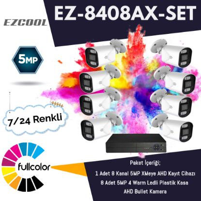 EZCOOL EZ-8408AX-SET 5MP FULLCOLUR 7/24 RENKLİ 8Lİ SET resmi