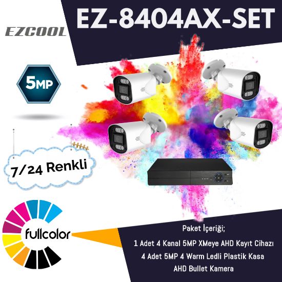 EZCOOL EZ-8404AX-SET 5MP FULLCOLOR 7/24 RENKLİ 4LÜ SET resmi