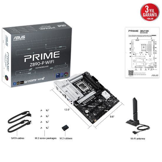 ASUS PRIME Z890-P WIFI DDR5 4XM2 USB3.2 RGB LAN ATX resmi