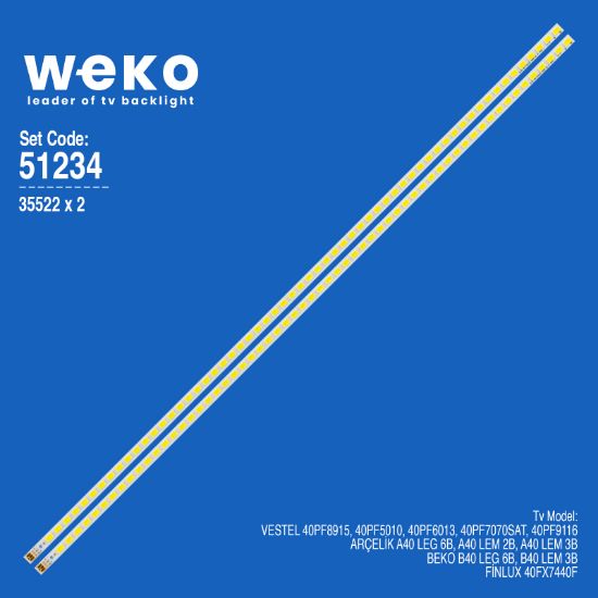 WKSET-6234 35522X2 40INCH-L1S-60 - G1GE-400SM0-R6   2 ADET LED BAR (60LED) resmi