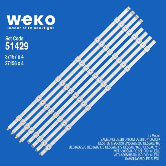 WKSET-6429 37157X4 37158X4 V0T7-580SMA/B-R0 8 ADET LED BAR resmi