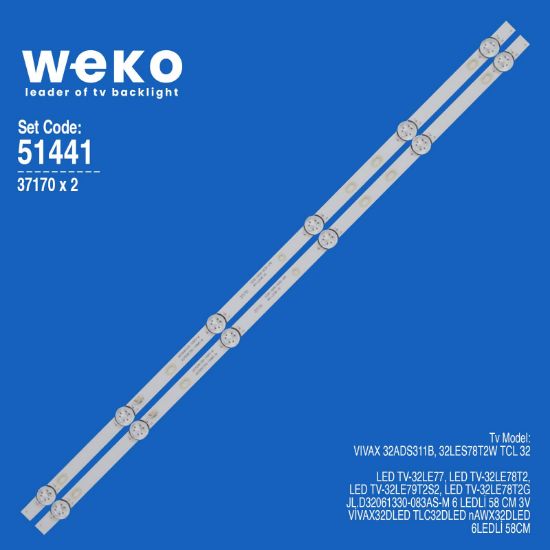 WKSET-6441 37170X2 JL.D32061330-083AS-M  2 ADET LED BAR (3V6LED58CM) resmi