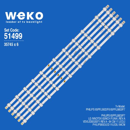 WKSET-6499 35745X6 LG INNOTEK 65INCH FUNAİ_REV.A  6 ADET LED BAR resmi