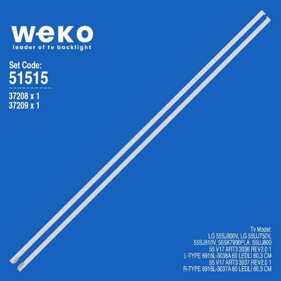 WKSET-6515 37208X1 37209X1 55 V17 ART3 3037/3038 2 ADET LED BAR (60LED) resmi