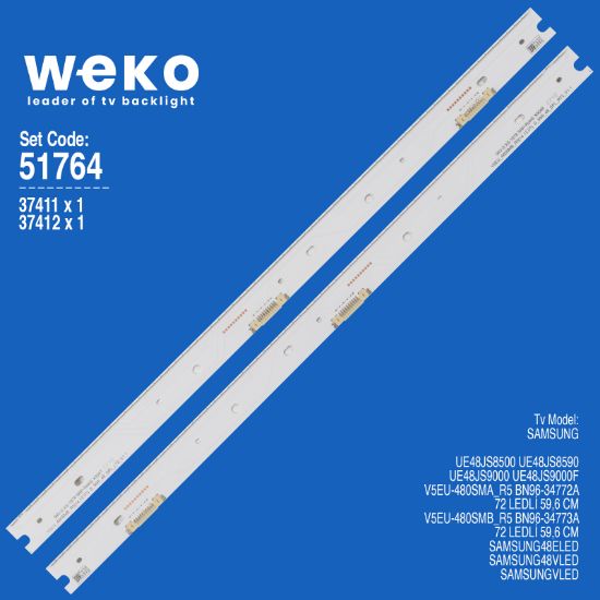 WKSET-6764 37411X1 37412X1 V5EU-480SMA/B  2 ADET LED BAR (72LED) resmi