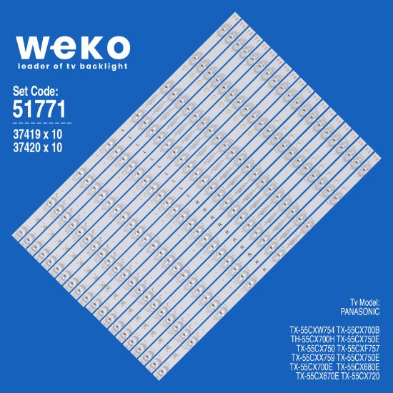 WKSET-6771 37419X10 37420X10 TB5507U V0_01/TB5507U V1_01 20 ADET LED BAR resmi