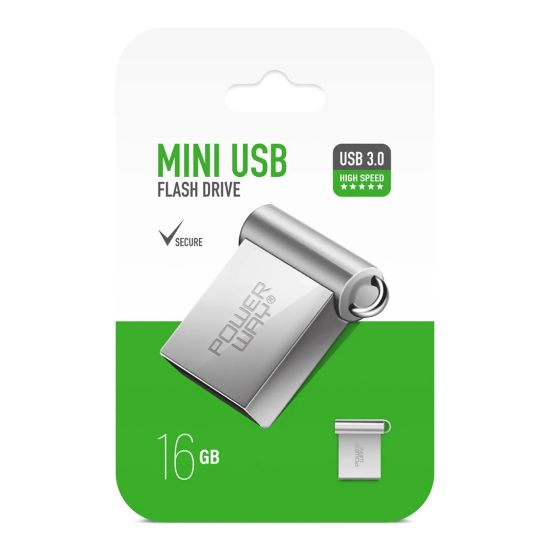 POWERWAY 16 GB USB 3.0 METAL MINI FLASH BELLEK resmi