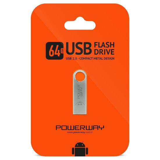 POWERWAY 64 GB METAL USB 2.0 FLASH BELLEK resmi