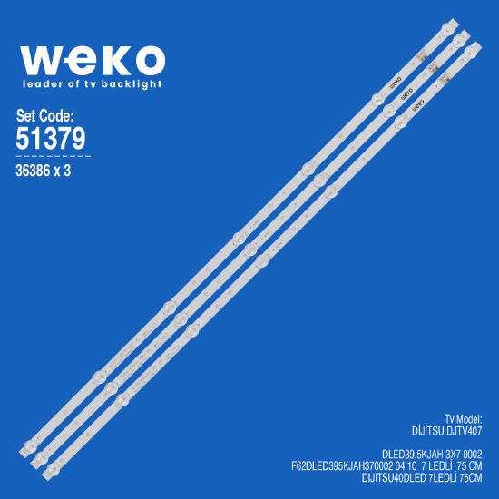 WKSET-6379 36386X3 DLED39.5KJAH 3X7 0002 F62DLED395KJAH370002 04  3 ADET LED BAR resmi