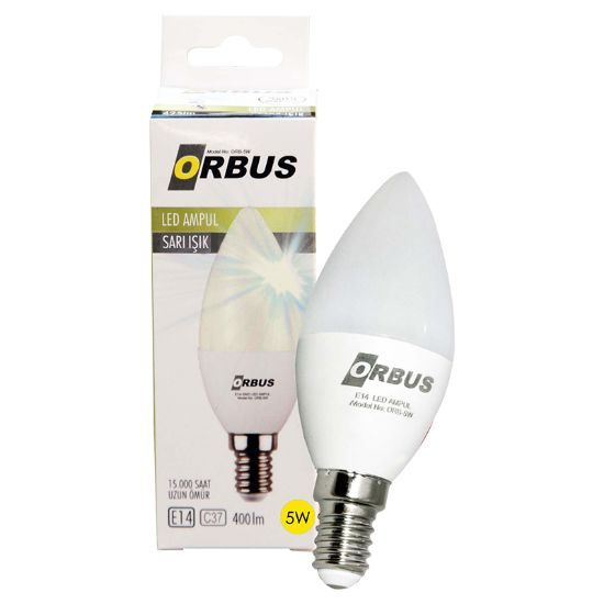 ORBUS ORB-5WS C37 E14 5 WATT 400 LÜMEN SARI TASARRUFLU AMPÜL resmi