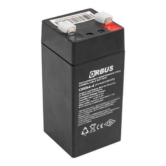 ORBUS ORB4-4 4 VOLT - 4 AMPER DİK AKÜ (45 X 45 X 100 MM) resmi