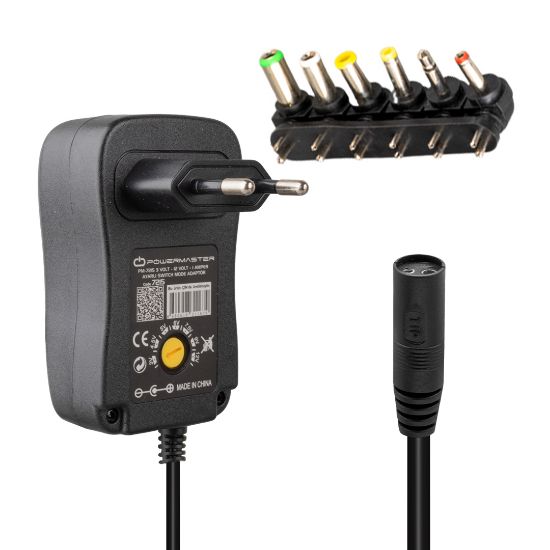 POWERMASTER PM-7215 3 VOLT - 12 VOLT - 1 AMPER 30W AYARLI SWITCH MODE ADAPTÖR resmi