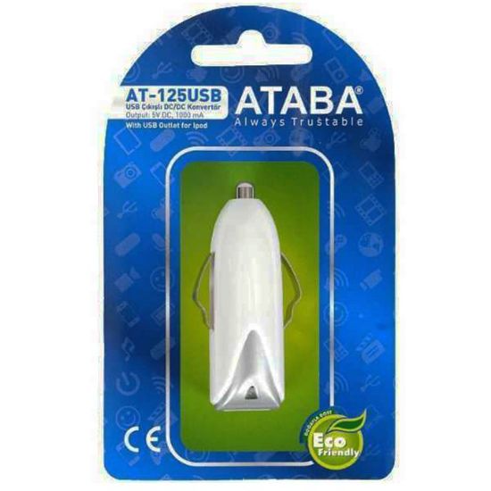 ATABA AT-125 USB 12V GİRİŞ 5 VOLT 1000 MA ARAÇ ÇAKMAK USB ŞARJ resmi