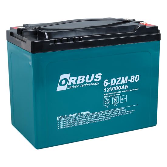 ORBUS 6DZM-80 12 VOLT - 80 AMPER ELEKTRİKLİ BİSİKLET AKÜSÜ (175 X 120 X 226 MM) resmi