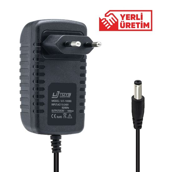 UJTOYS 6 VOLT 1 AMPER 5.5*2.5 UÇLU YERLİ ÜRETİM PRİZ TİPİ ADAPTÖR resmi