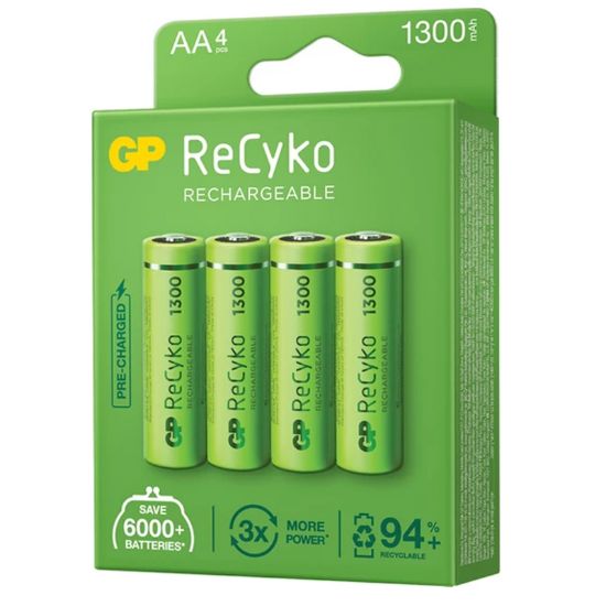 GP RECYKO 1300 MAH NI-MH R6 ŞARJLI AA 4LÜ KALEM PİL resmi