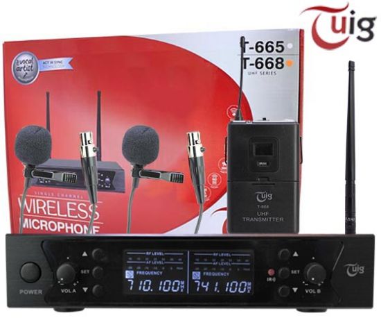 TUIG T-668 2 YAKA 2 KANAL KABLOSUZ UHF TELSİZ MİKROFON resmi