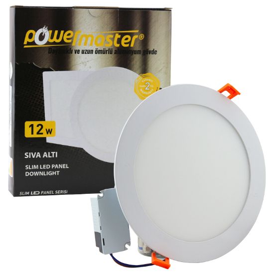 POWERMASTER 12 WATT 3000K 160 MM SIVA ALTI GÜNIŞIĞI YUVARLAK SLIM LED-ECO SPOT PANEL resmi