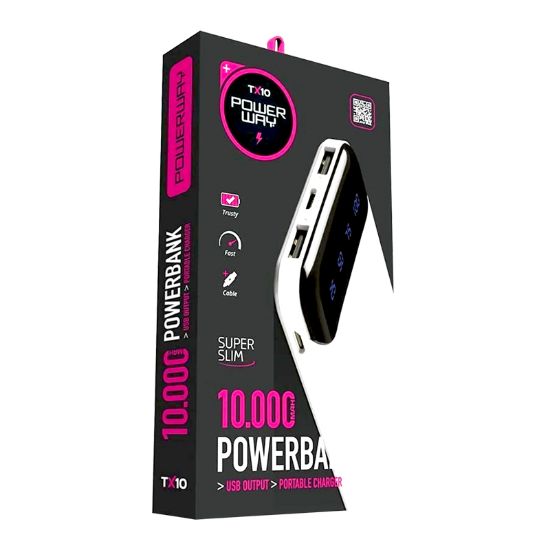 POWERWAY TX-10 10000 MAH ÇİFT USB DİJİTAL EKRAN LEDLİ POWERBANK resmi