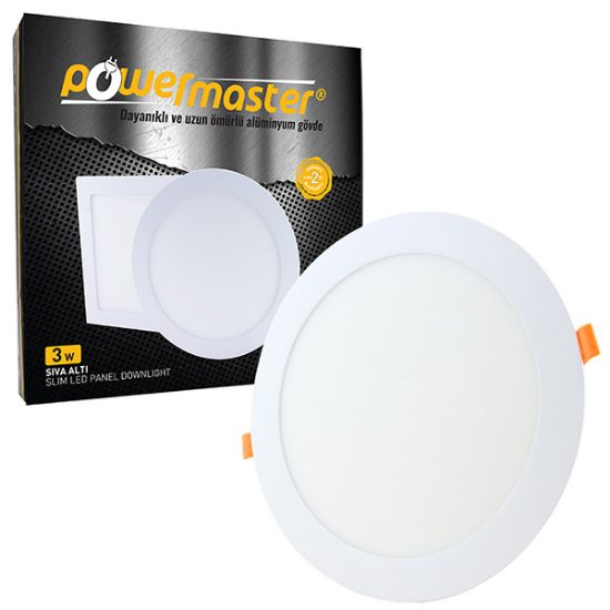 POWERMASTER 3 WATT 3000K 70 MM SIVA ALTI GÜNIŞIĞI YUVARLAK SLIM LED-ECO SPOT PANEL resmi