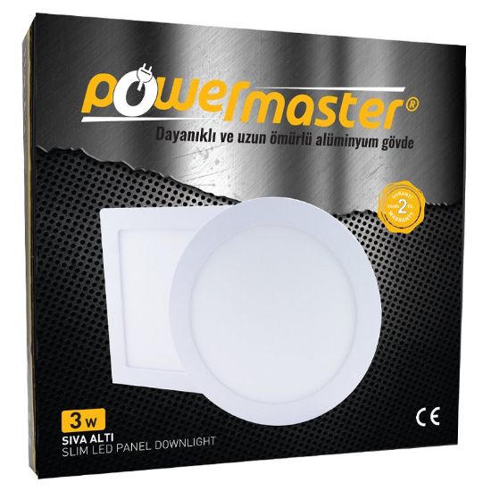 POWERMASTER 3 WATT 3000K 70 MM SIVA ALTI GÜNIŞIĞI YUVARLAK SLIM LED-ECO SPOT PANEL resmi