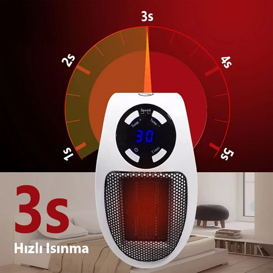 POWERMASTER PM-20327 500 WATT PRİZ TİPİ UZAKTAN KUMANDALI TAŞINABİLİR ISITICI (ZAMANLAYICI) (OM-1211) resmi