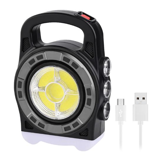 POWERMASTER HB-6678C COB LEDLİ 20 WATT 3 KADEMELİ ŞARJ EDİLEBİLİR USB ÇIKIŞLI SOLAR LAMBA resmi