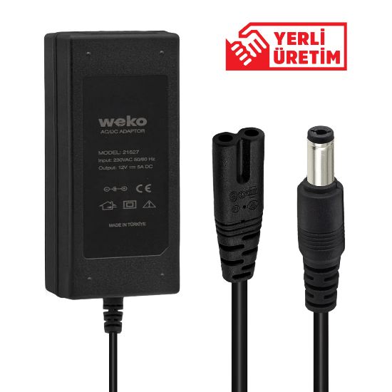 WEKO 12 VOLT - 5 AMPER 5.5*2.5 UÇLU YERLİ ÜRETİM PLASTİK KASA MASAÜSTÜ ADAPTÖR resmi