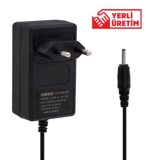 WEKO 9 VOLT - 2 AMPER İNCE 2.5*0.7 UÇ YERLİ ÜRETİM TABLET PC ADAPTÖRÜ resmi