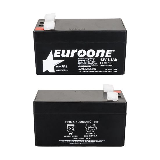 EUROONE EO121.3 12 VOLT - 1.3 AMPER AKÜ (96 X 42 X 52 MM) resmi