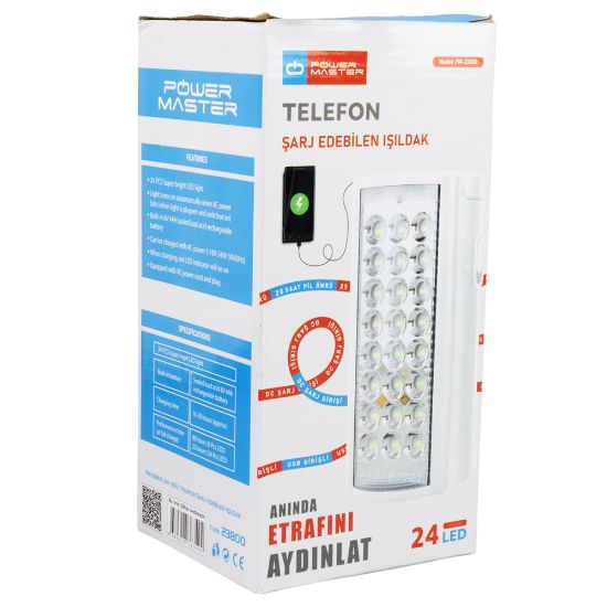 POWERMASTER PM-23800 24 LEDLİ TELEFON ŞARJ EDEBİLEN IŞILDAK resmi