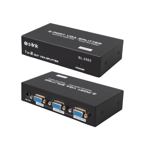 S-LINK SL-2502 2 PORT VGA SPLITTER DAĞITICI (250MHZ - 1920X1080) resmi