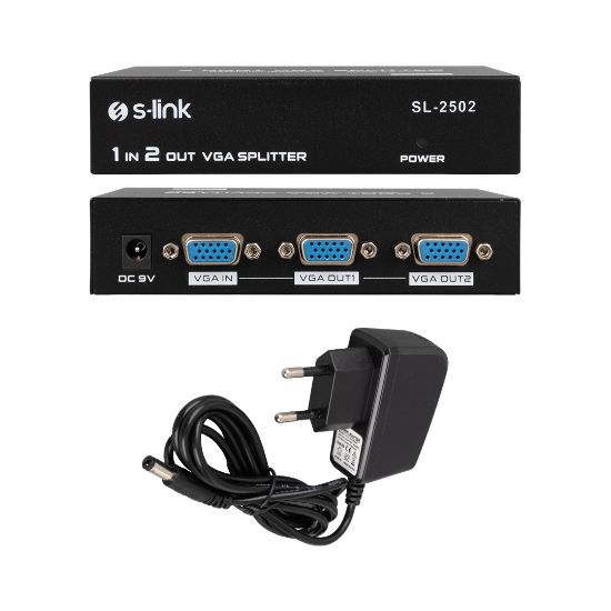 S-LINK SL-2502 2 PORT VGA SPLITTER DAĞITICI (250MHZ - 1920X1080) resmi