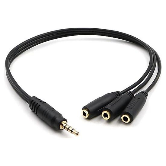 KULAKLIK ÇOKLAYICI 3.5 MM ERKEK X 1 / 3 STEREO DİŞİ X 3  - 30 CM Y KABLO resmi