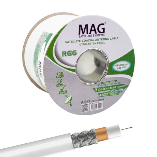 MAG RG59 FA MİNİ DUAL BİTİŞİK 48 TEL ANTEN KABLOSU (100 METRE) resmi