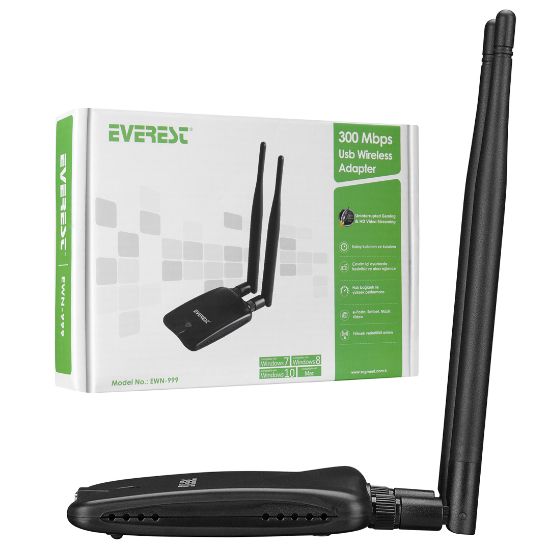 EVEREST EWN-999 300 MBPS ÇİFT ANTENLİ WIRELESS ADAPTÖR resmi