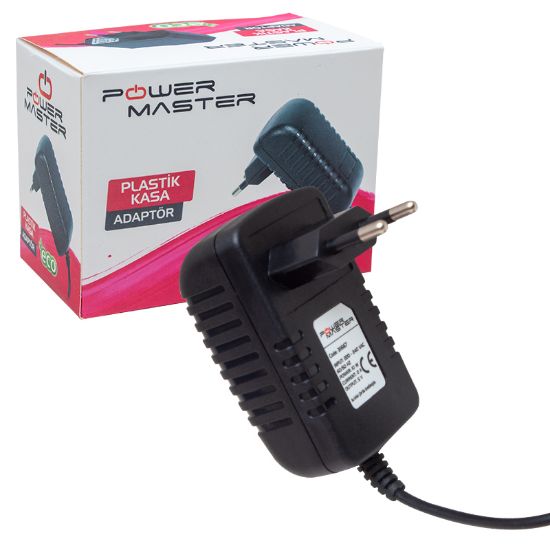 POWERMASTER PM-31667 5 VOLT - 2 AMPER 3.5*1.35 UÇLU PLASTİK KASA PRİZ TİPİ ADAPTÖR (ANDROID BOX İÇİN) resmi