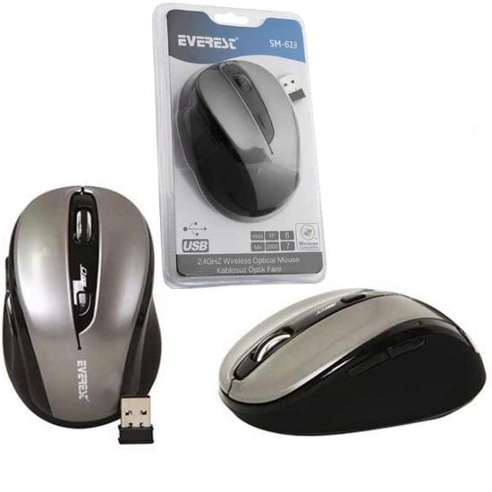 EVEREST SM-613 2.4 GHZ USB SİYAH KABLOSUZ OPTİK MOUSE resmi