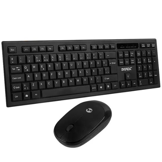 EVEREST KM-6121 SİYAH KABLOSUZ SLIM Q KLAVYE + MOUSE SET resmi