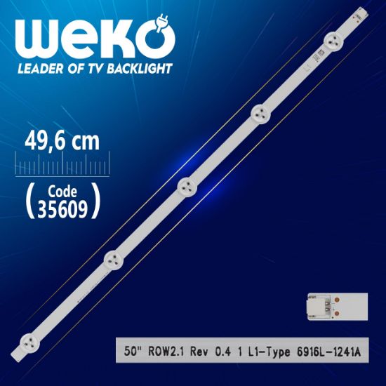 50 ROW2.1 REV 0.4 1 L1-TYPE 6916L-1241A - 49.6 CM 5 LEDLİ - (WK-509) resmi