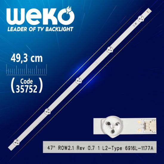 47 ROW2.1 REV0.7 1 L2-TYPE 6916L-1177A/6916L-1362A - 49.3 CM 5 LEDLİ - (WK-1221) resmi