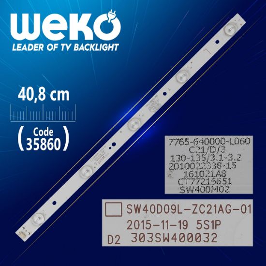 SW40D09L-ZC21AG-01 - 5S1P - 303SW400032 - L TYPE - 40.8 CM 5 LEDLİ - (WK-1322) resmi