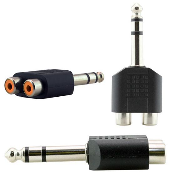 6.3 MM STEREO ERKEK / 2 RCA DİŞİ ÇEVİRİCİ JACK resmi