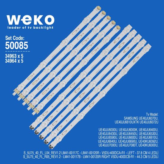 WKSET-5085 34963X5 34964X5 V5DU-400 S_5U75_40_FL 10 ADET LED BAR resmi